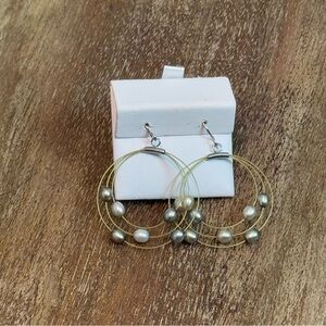 Cultured Pearl Corded Hoop Earrings